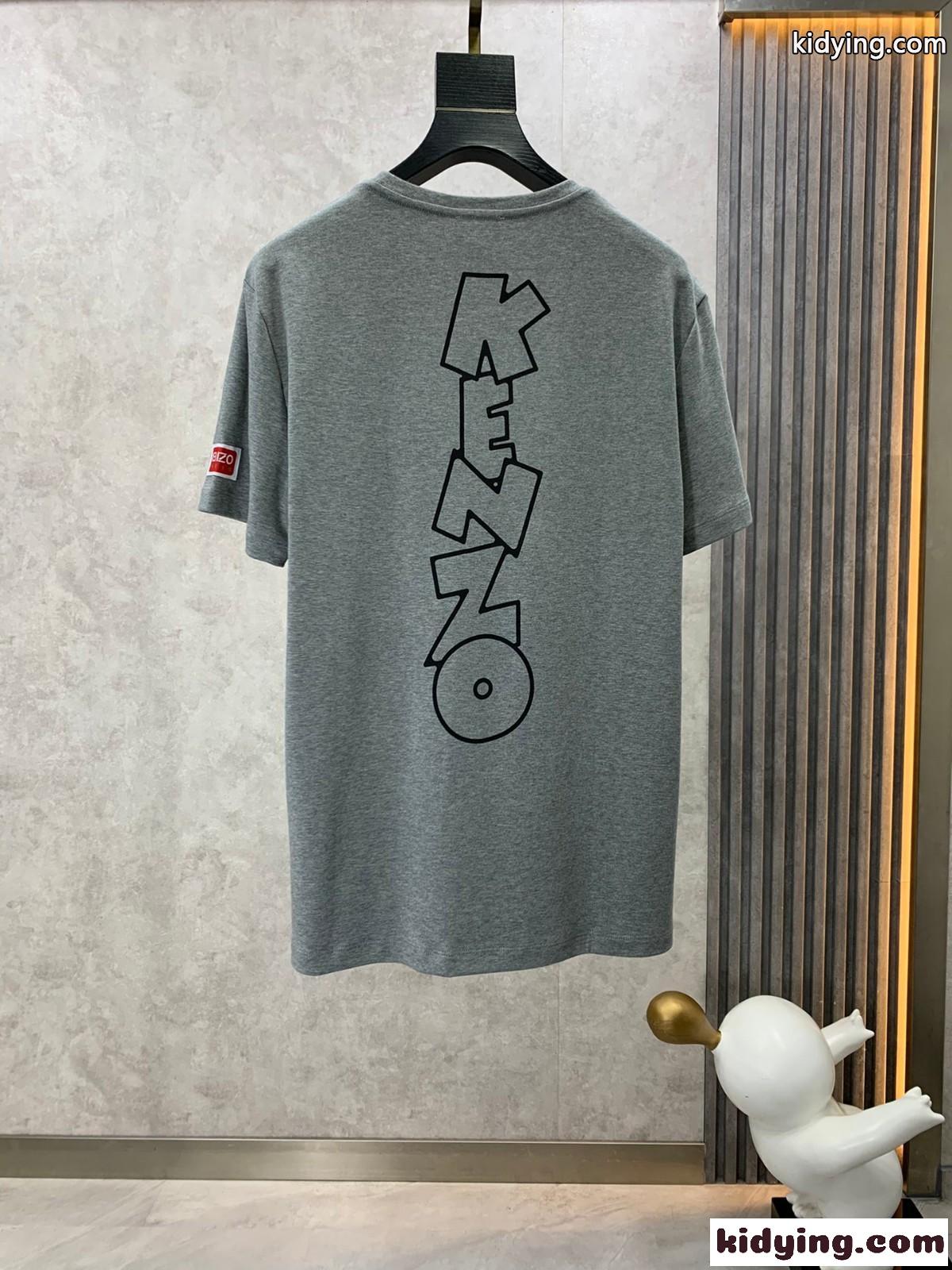 遊び心いっぱい BOKE BOY プリント クルーネック ケンゾー Tシャツ コピー グレー-1