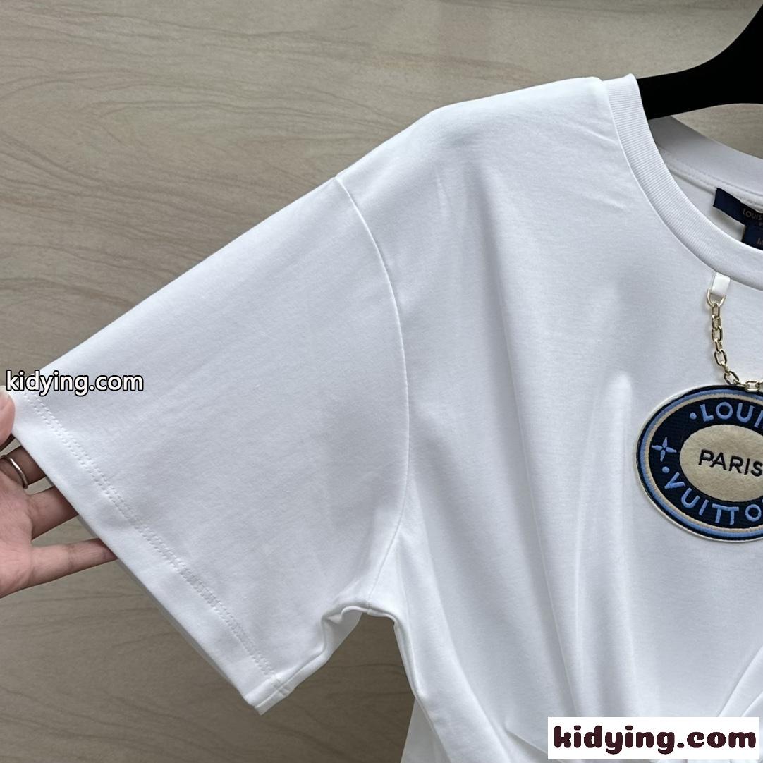 LVパッチセルフタイTシャツ ルイ・ヴィトン 半袖Tシャツ コピー レディース-2
