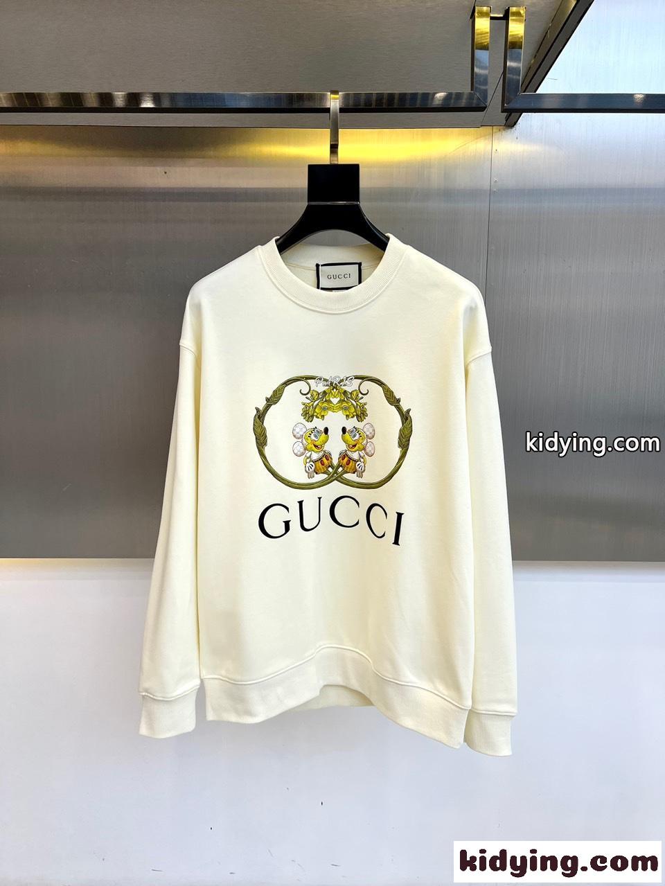 プリント コットン スウェットシャツ グッチ Tシャツ コピー クルーネック ベージュ-0