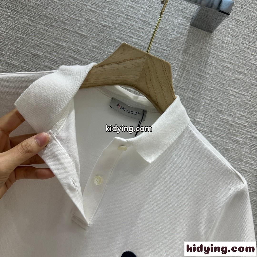 モンクレール 半袖Tシャツ コピー 定番 コットンピケ ポロシャツ ホワイト-1