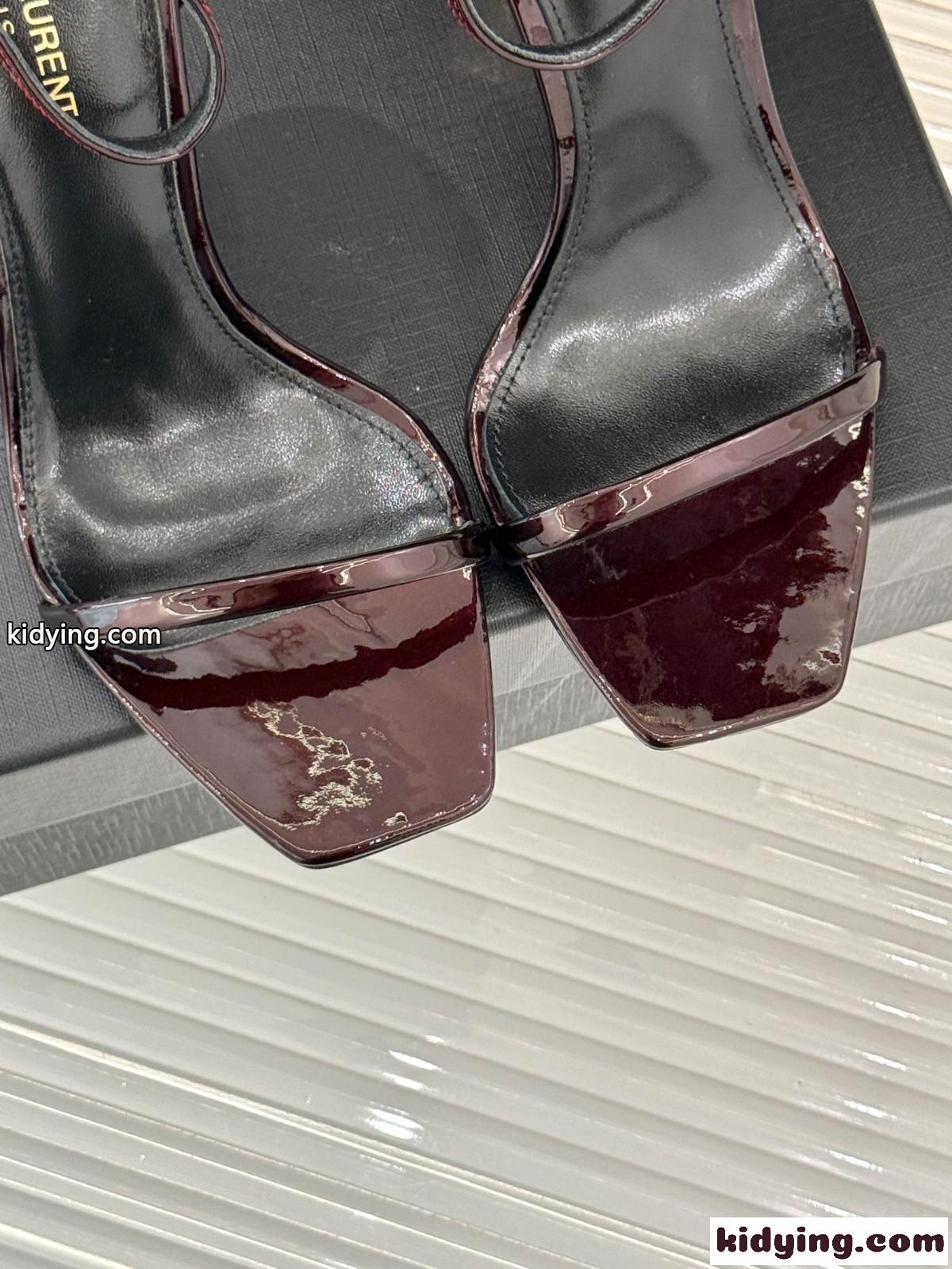 人気 エレガント YSL イヴ・サンローラン サンダル スーパーコピー ハイヒール ワイン-3