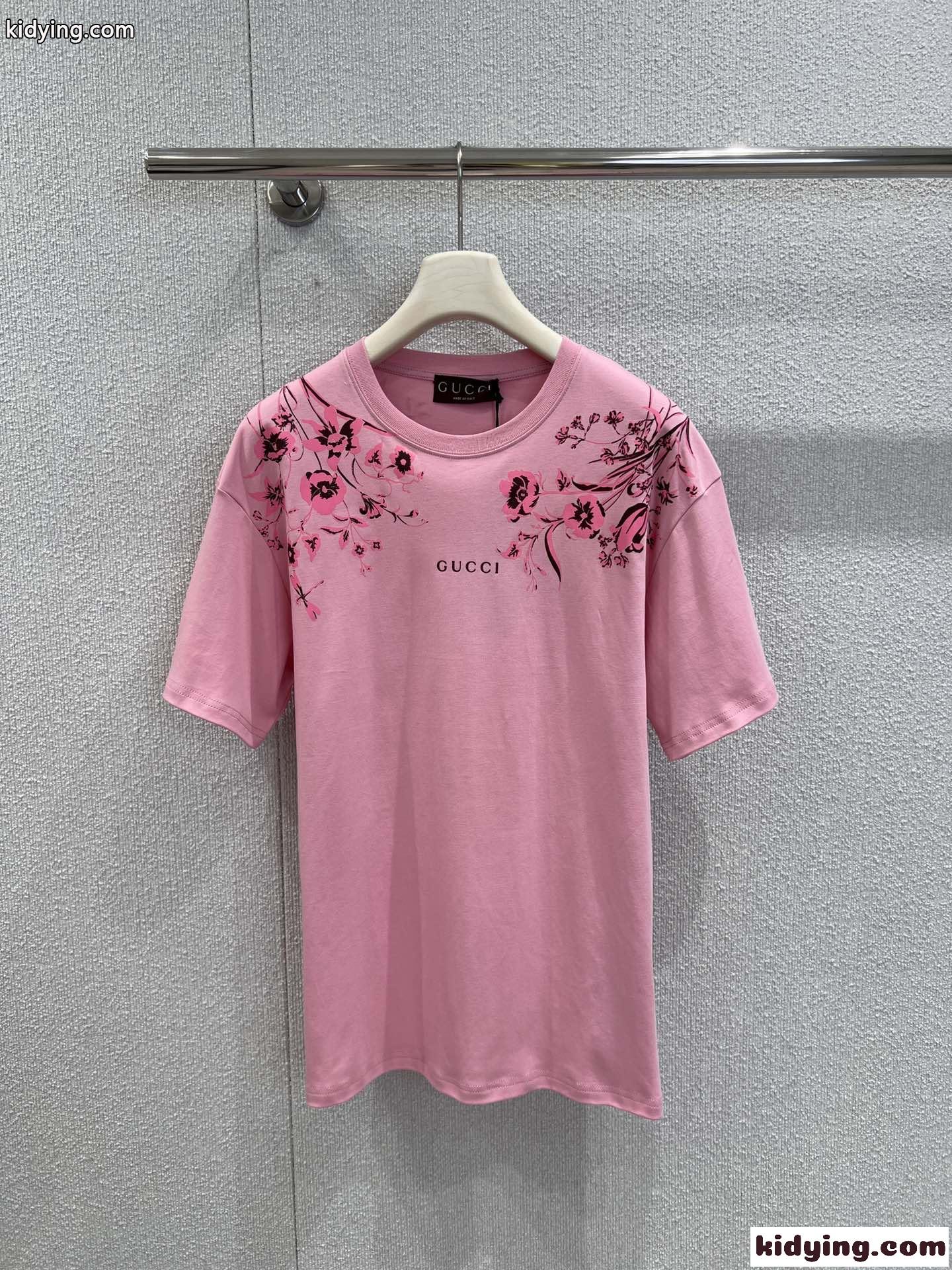 プリント ソフトコットンジャージー Tシャツ グッチ スーパーコピー ピンク-1