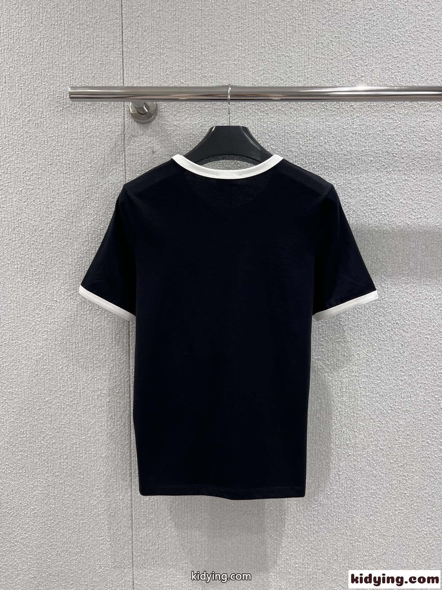 カジュアル ロゴプリント 半袖Tシャツ セリーヌ Tシャツ コピー ブラック-1
