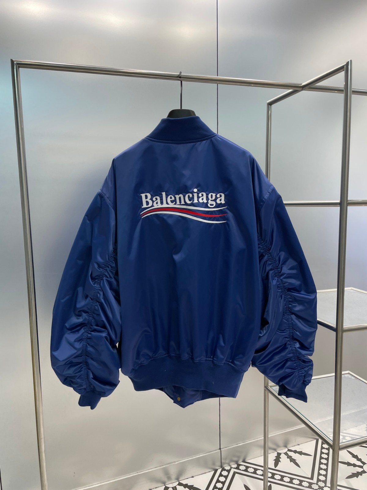 POLITICAL CAMPAIGN VARSITY ジャケット バレンシアガ ジャケット コピー ブルー-2