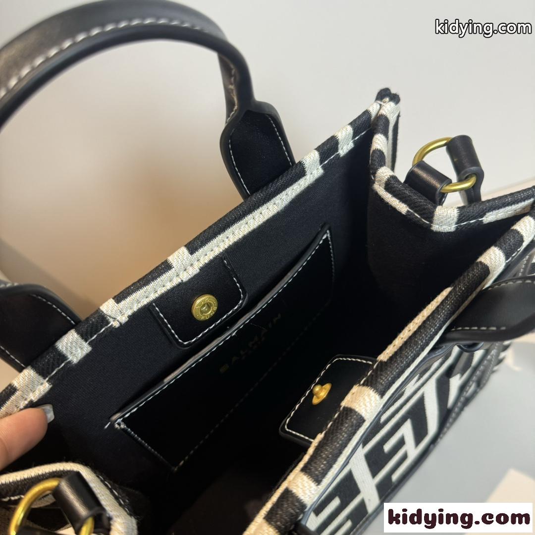 B-Army モノグラム キャンバス＆レザー トートバッグ バルマン バッグ コピー 人気-3