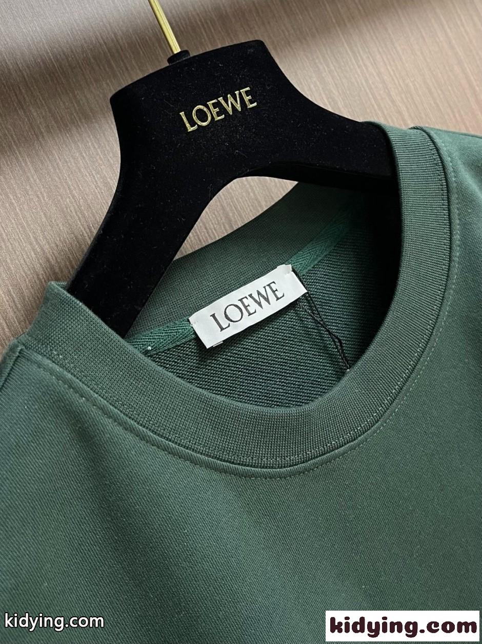 カジュアル ロゴ スウェットシャツ ロエベ Tシャツ 偽物 クルーネック グリーン-3