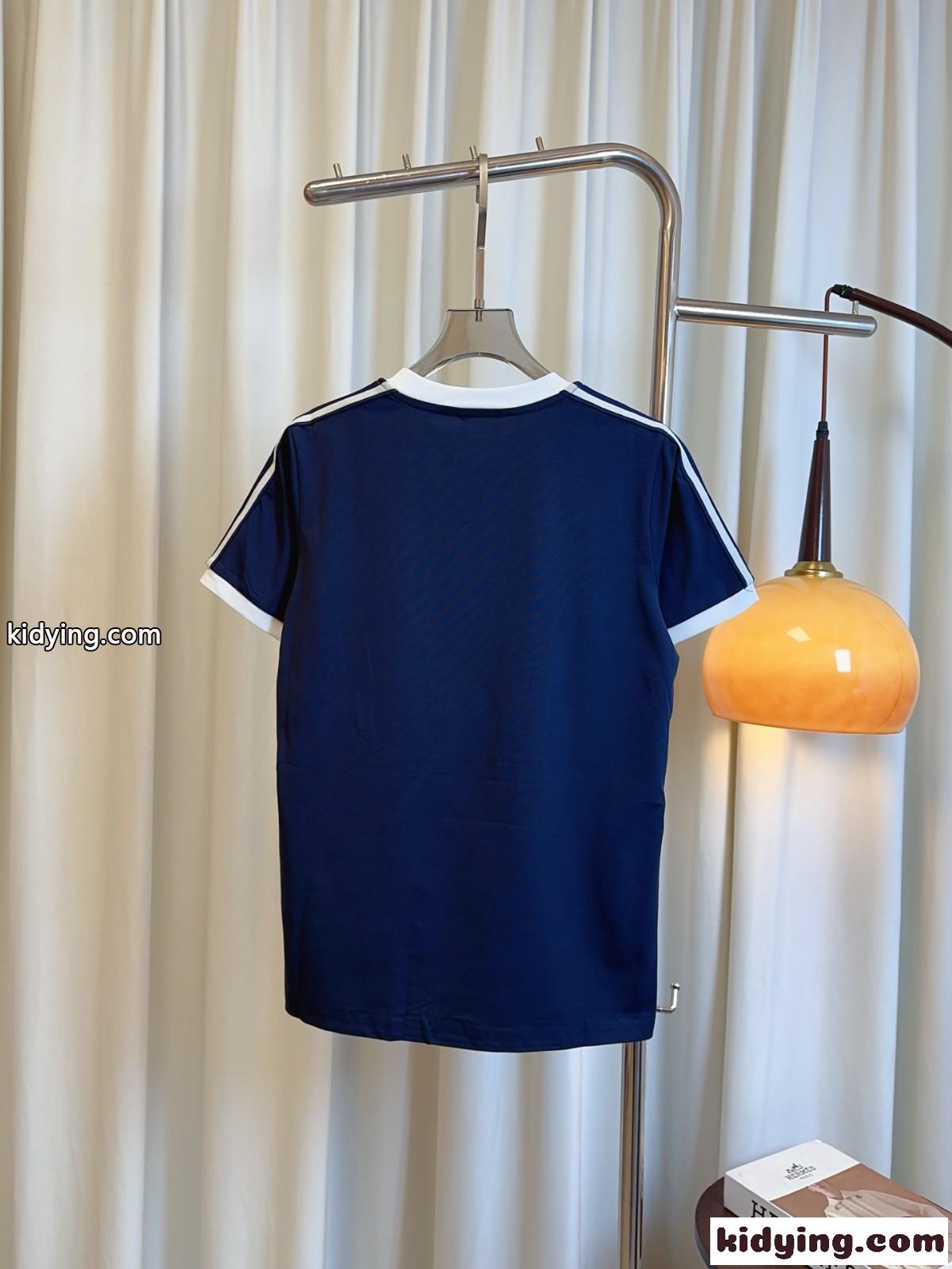 カジュアル セリーヌ Tシャツ コピー クルーネック コットン 半袖Tシャツ ブルー-1