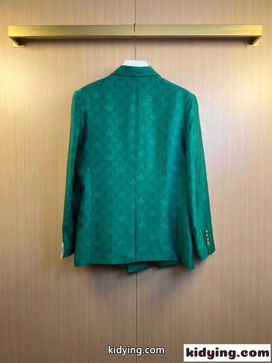 adidas × GUCCI ジャケット ＆ スラックス スーツ グッチ セットアップ 偽物 グリーン-3