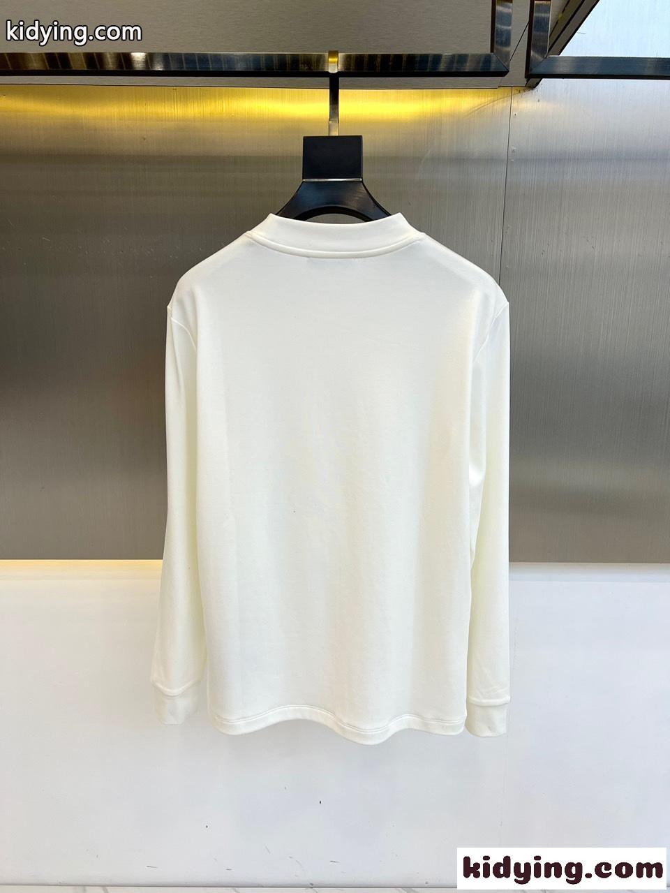 カジュアル 合わせやすい コットン 長袖Tシャツ プラダ Tシャツ コピー ホワイト-4
