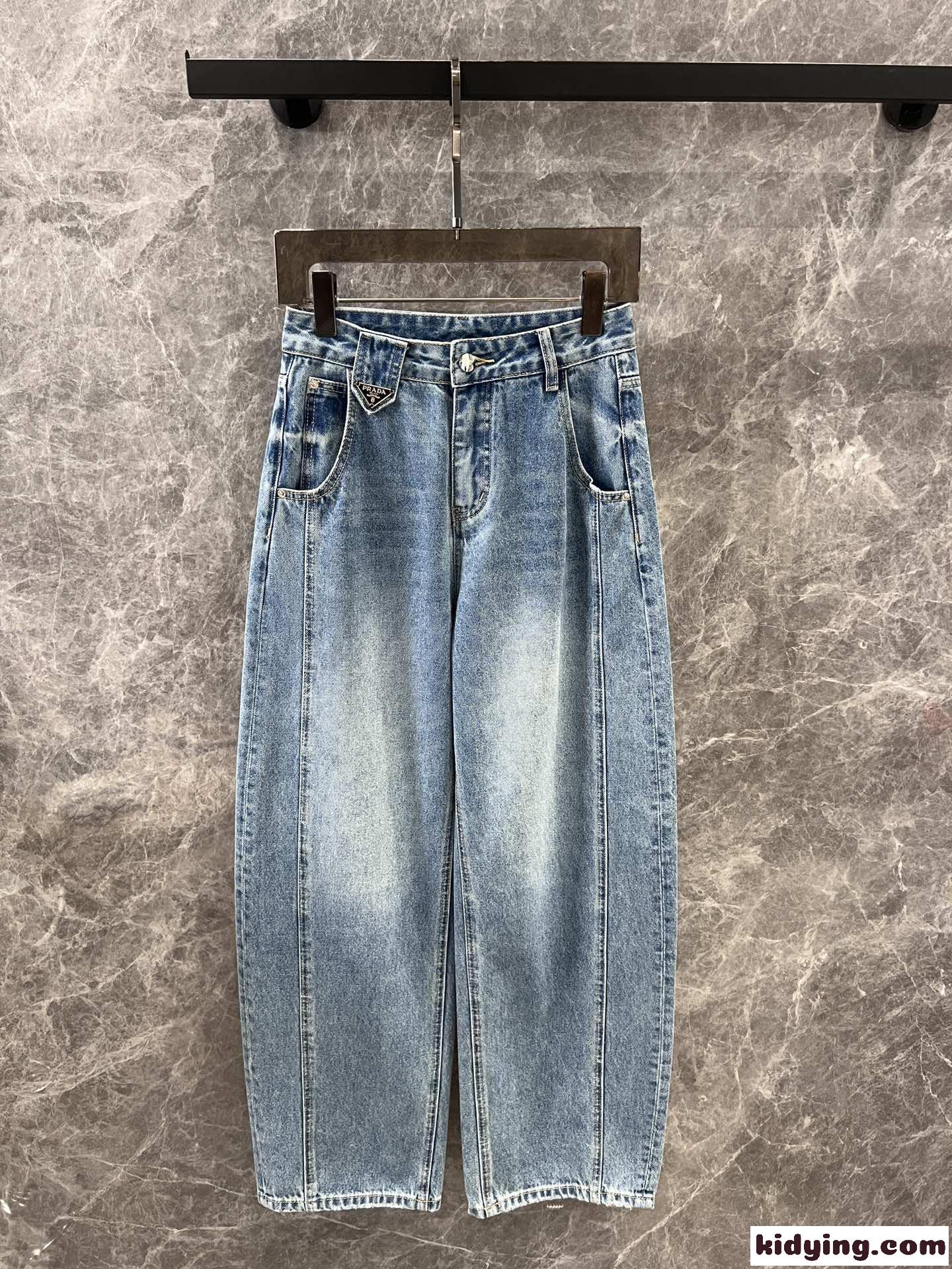 トレンド～カジュアル カーブデニムパンツ プラダ ジーンズ コピー ブルー-1