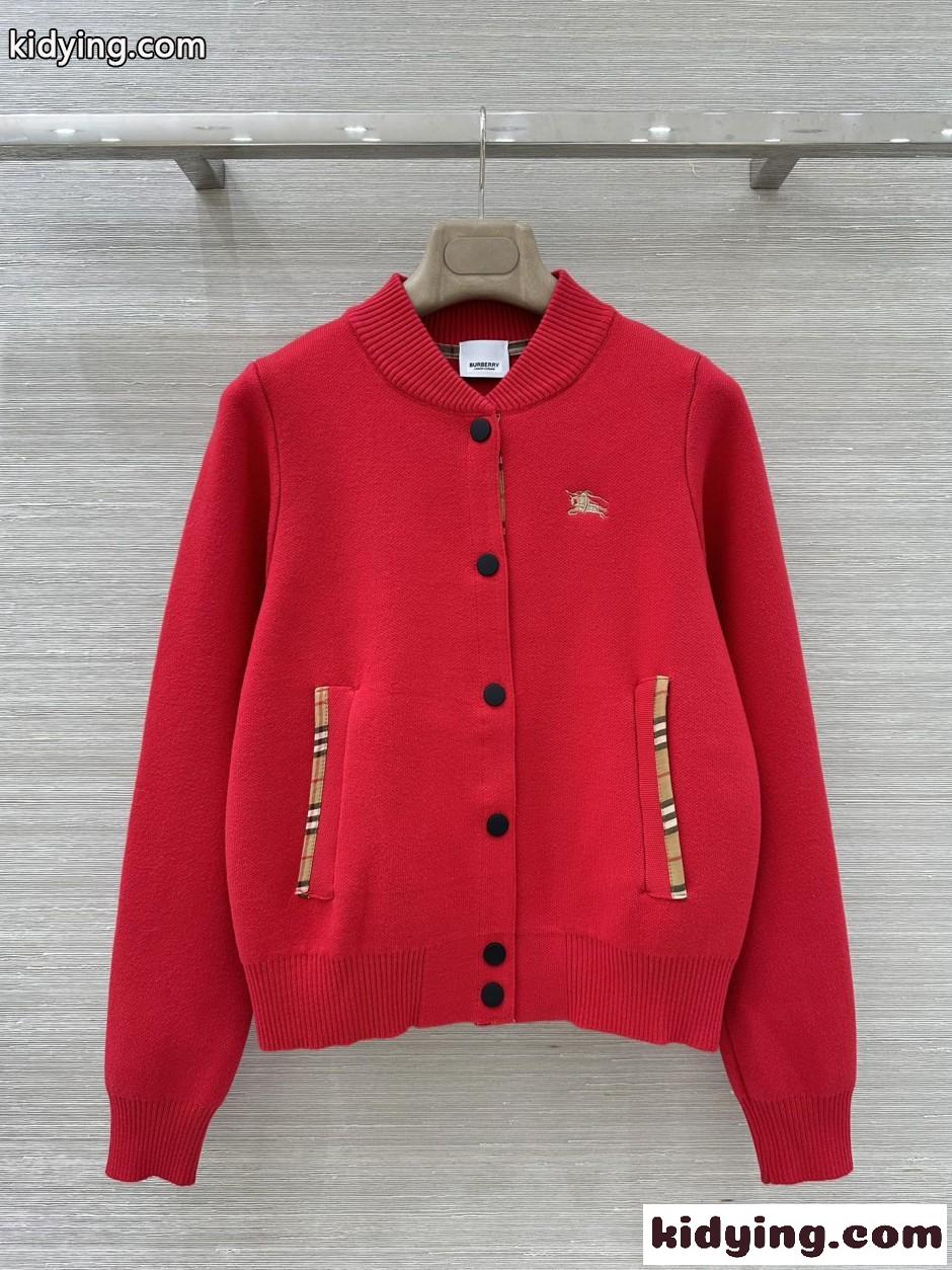 ウール&カシミヤ ボンバーカーディガン バーバリー ジャケット コピー レッド-2