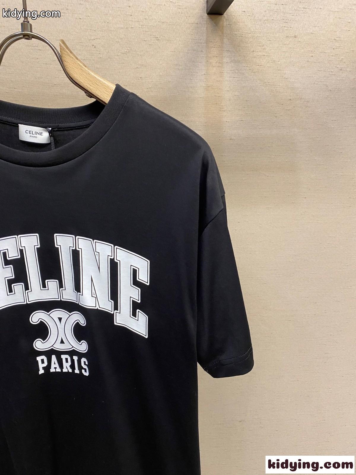 セリーヌ Tシャツ コピー シンプル ロゴ入り 半袖Tシャツ コットン クルーネック-2