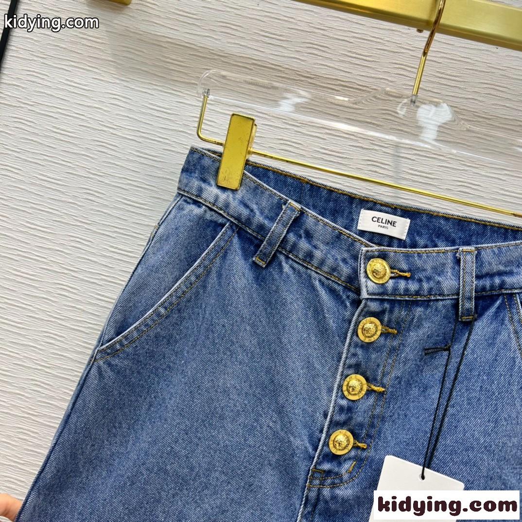 体型カバー ゆったり 柔らかい ストレッチ 着痩せ レディース デニムパンツ セリーヌ ジーンズ コピー-3