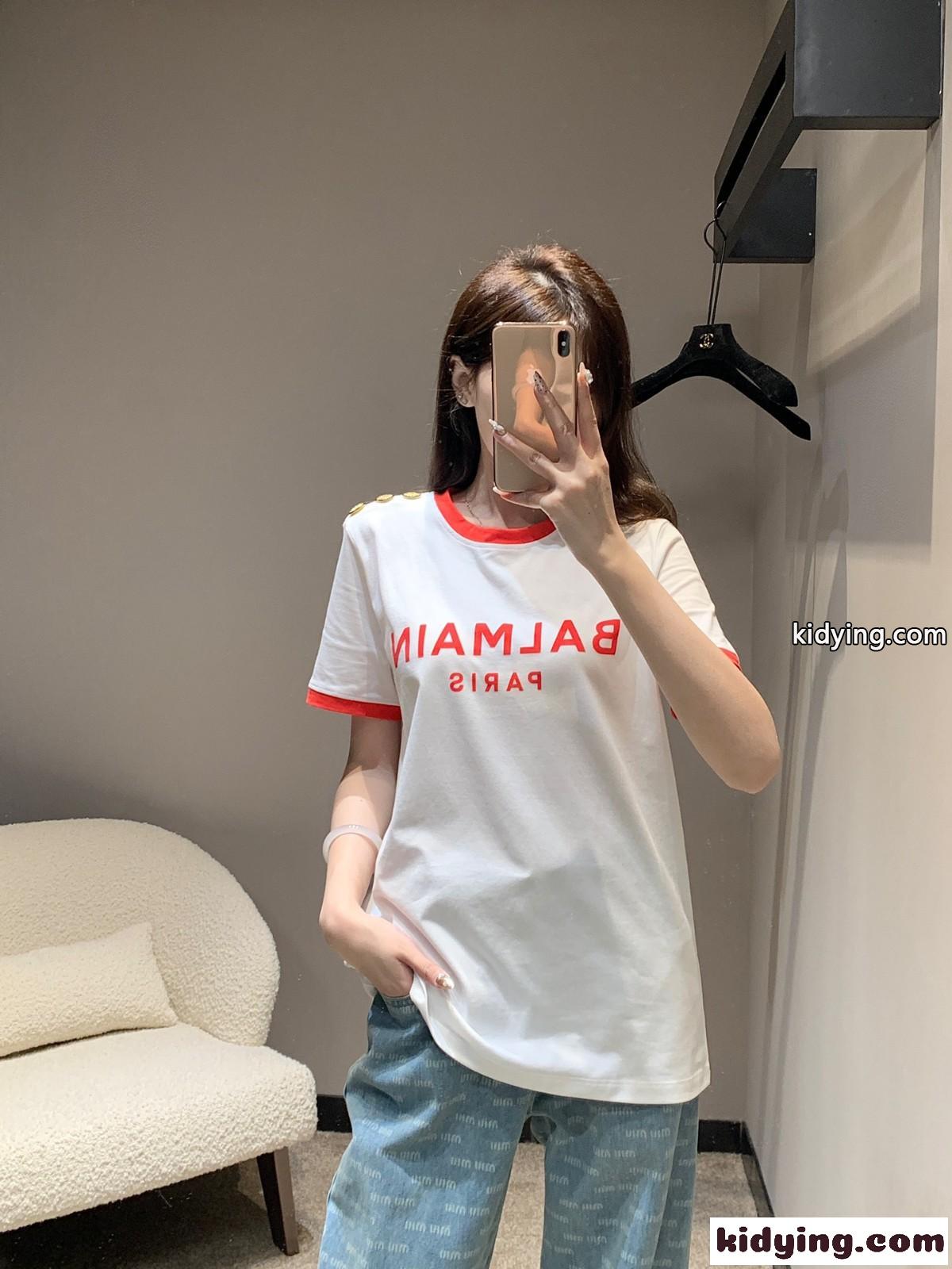 バルマン Tシャツ コピー 定番 カジュアル コットン 半袖Tシャツ-4