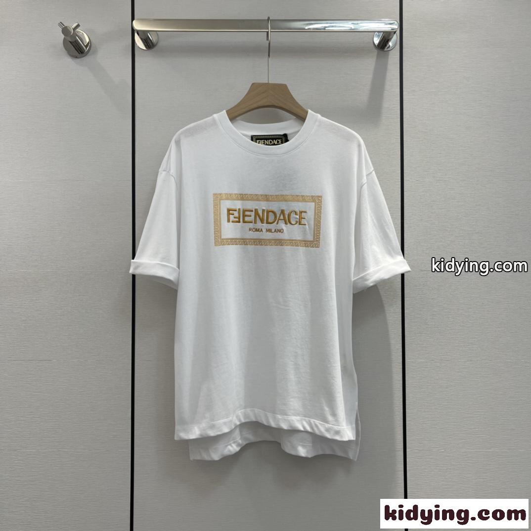 FENDI×Versace 新作 大人気 コラボ フェンディ 半袖tシャツ コピー ロゴ コットン トップス-0