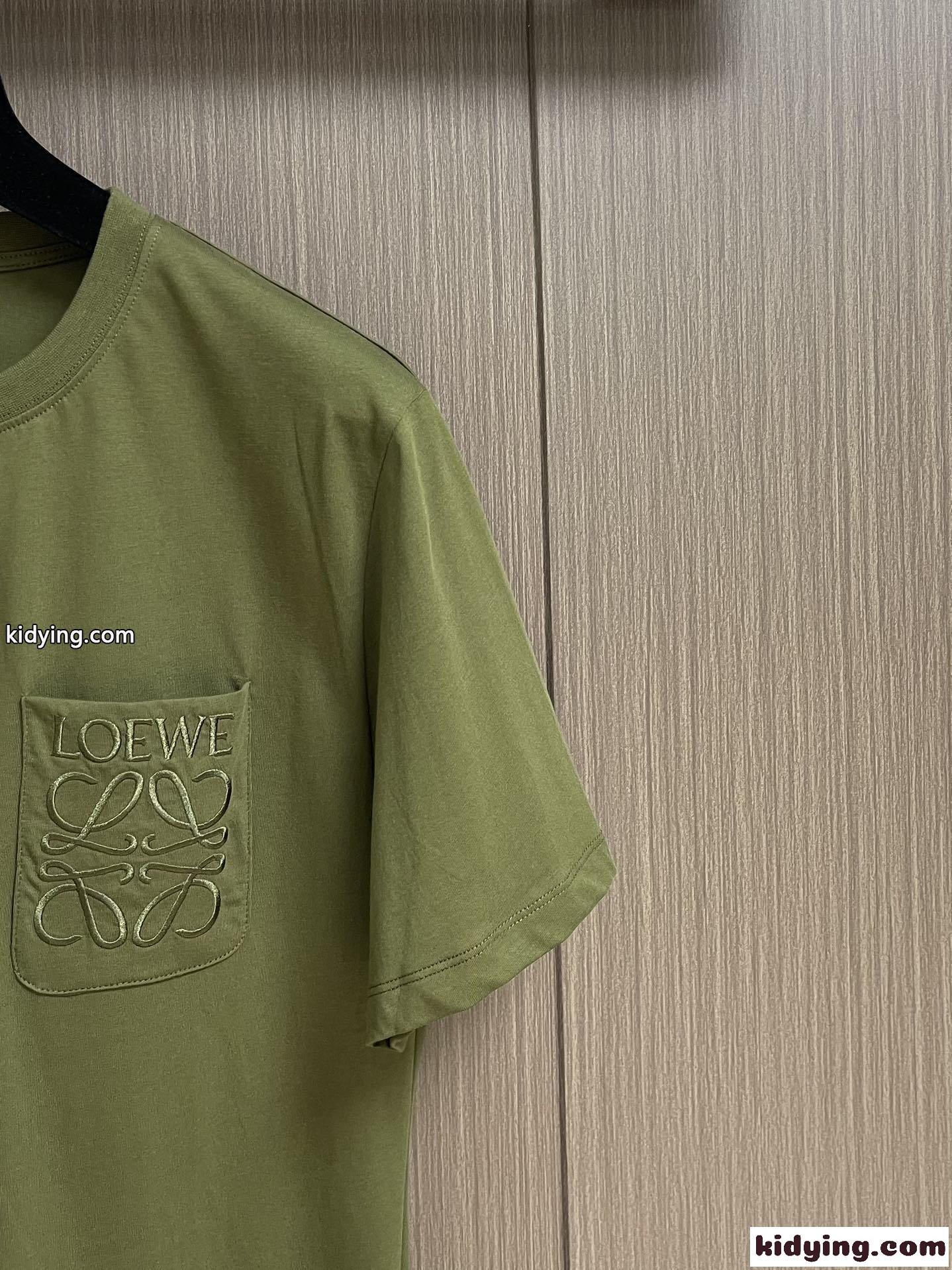 カジュアル おしゃれ クルーネック 半袖Tシャツ ロエベ Tシャツ コピー コットン グリーン-2