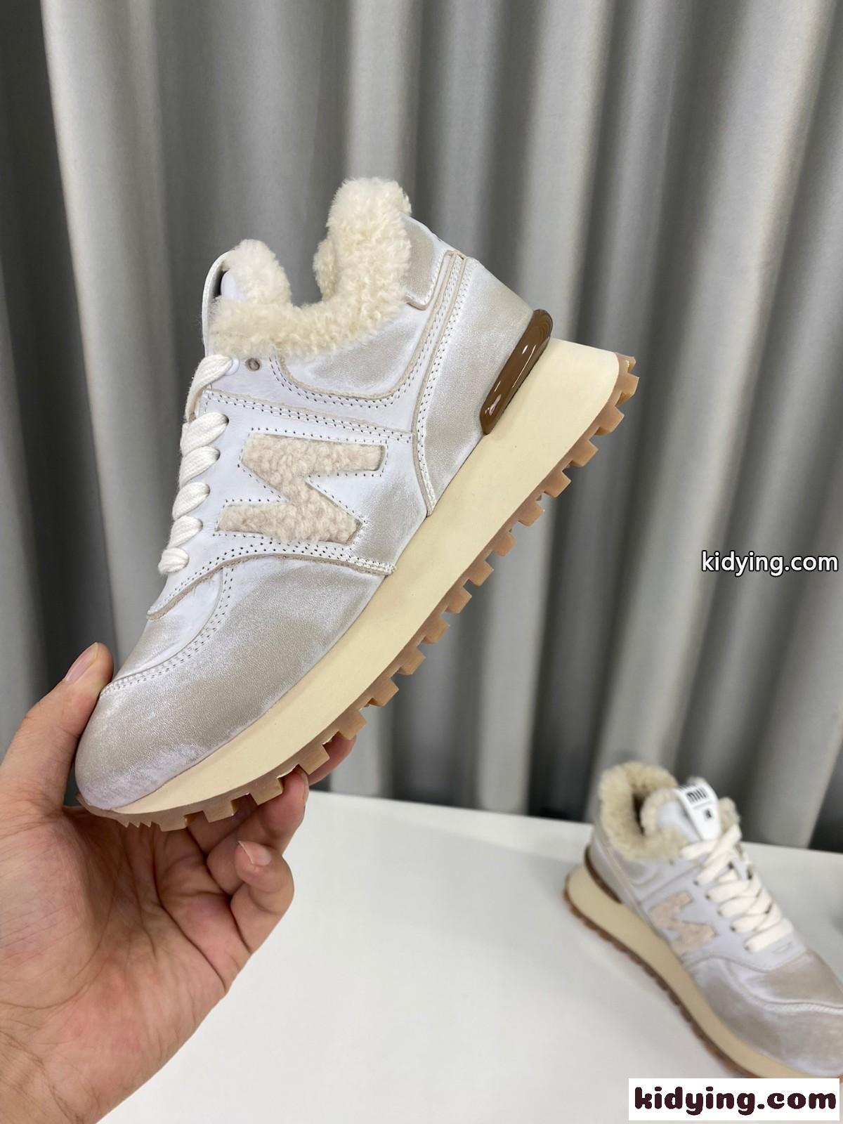 New Balance x Miu Miu ボアスニーカー ミュウミュウ スニーカー コピー レディース グレー-4
