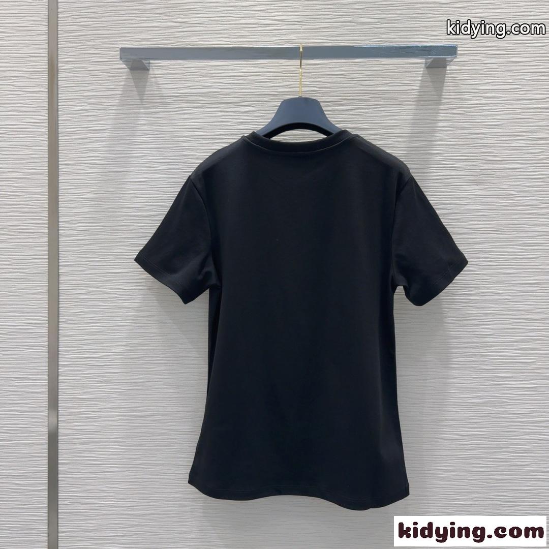 ブロイダリー LV Tシャツ ルイ・ヴィトン 半袖Tシャツ コピー クルーネック ブラック-4