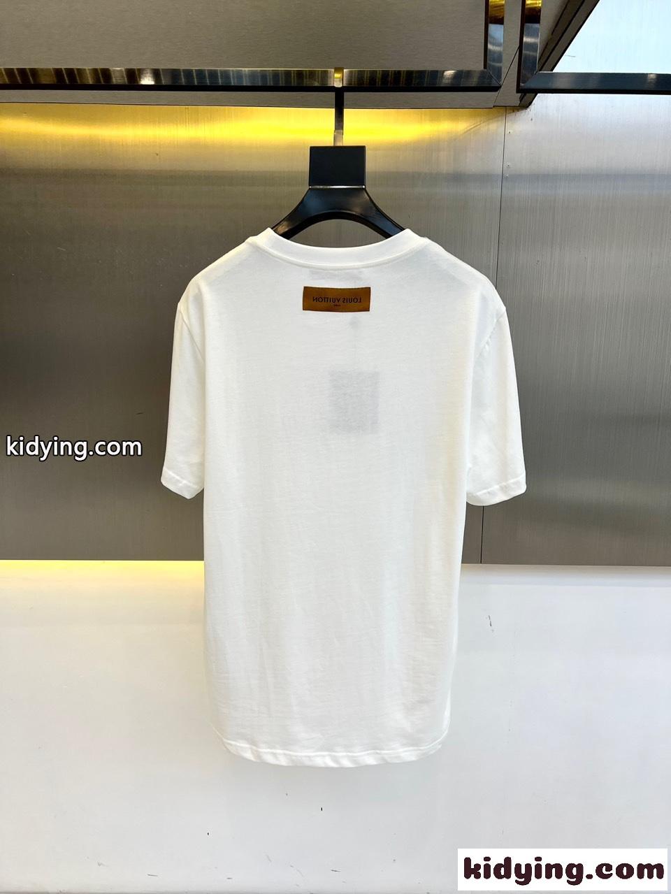 洗練された カジュアル ロゴ 半袖Tシャツ ルイ・ヴィトン Tシャツ 偽物 ホワイト-3