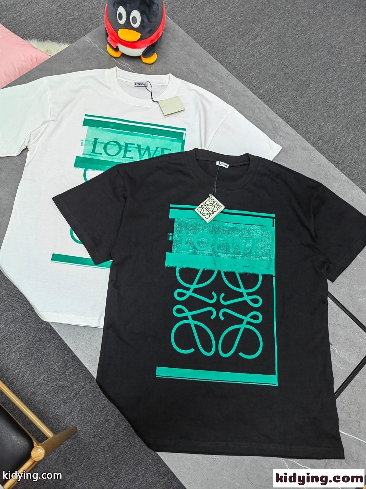 おしゃれ 人気 コットン ロゴ プリント ロエベ tシャツ コピー 半袖 クルーネック 半袖 コットン トップス-1