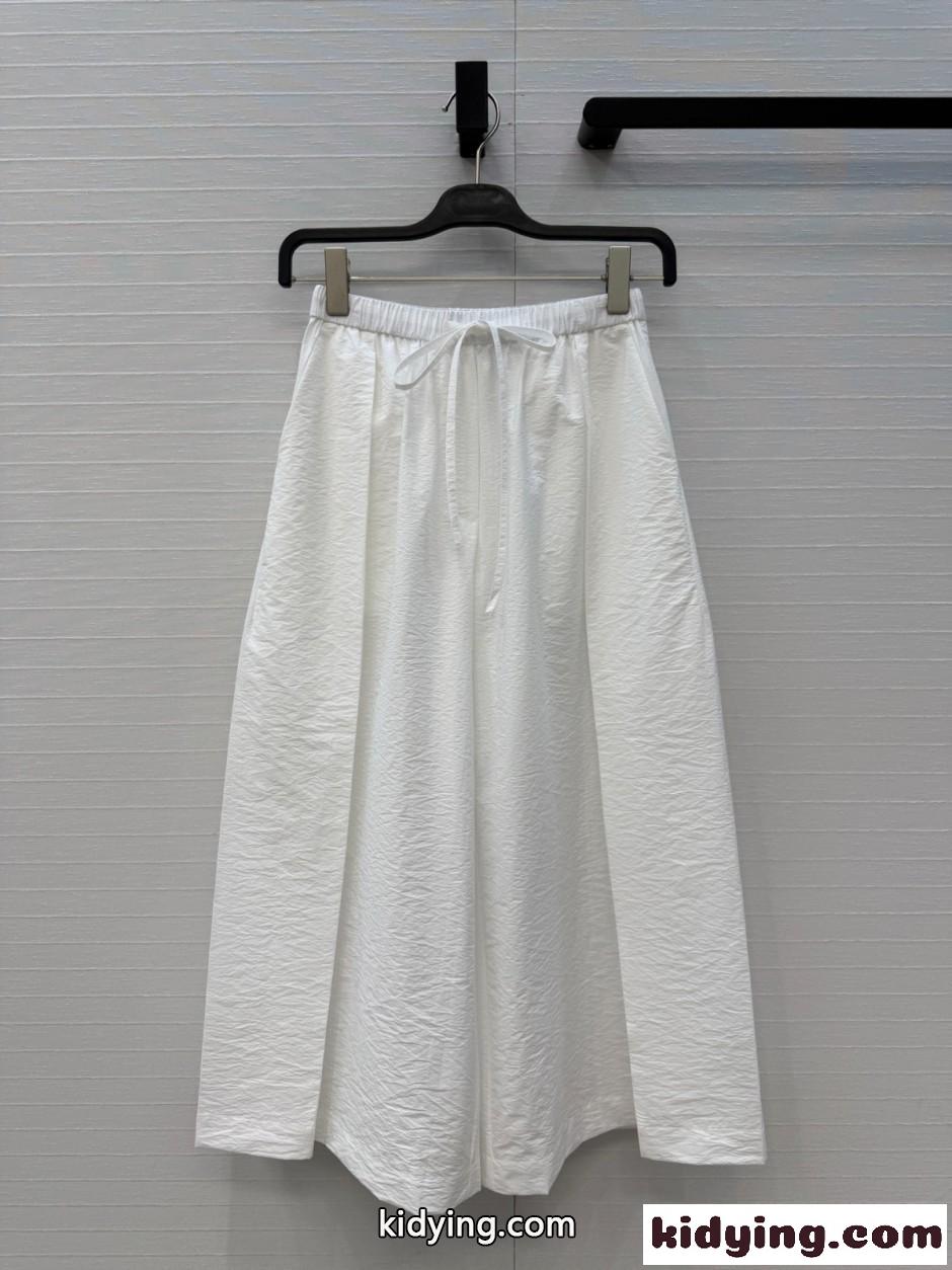 アナグラム コットン ドローストリングワイドパンツ ロエベ パンツ 偽物 ホワイト-1
