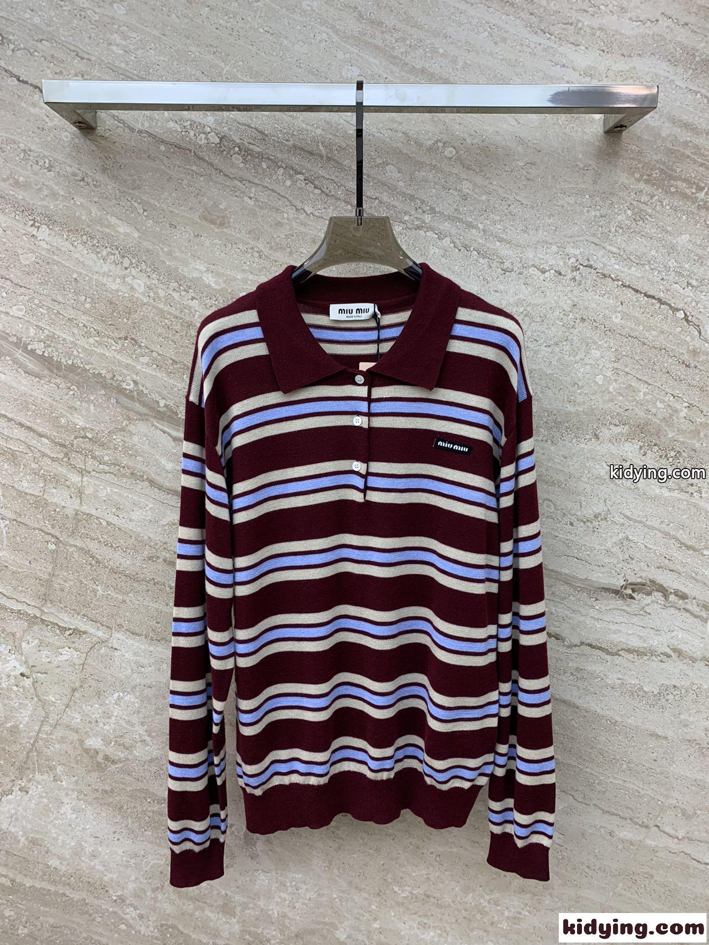シルクxコットン ニット ポロシャツ ミュウミュウ ニット コピー レディース-2