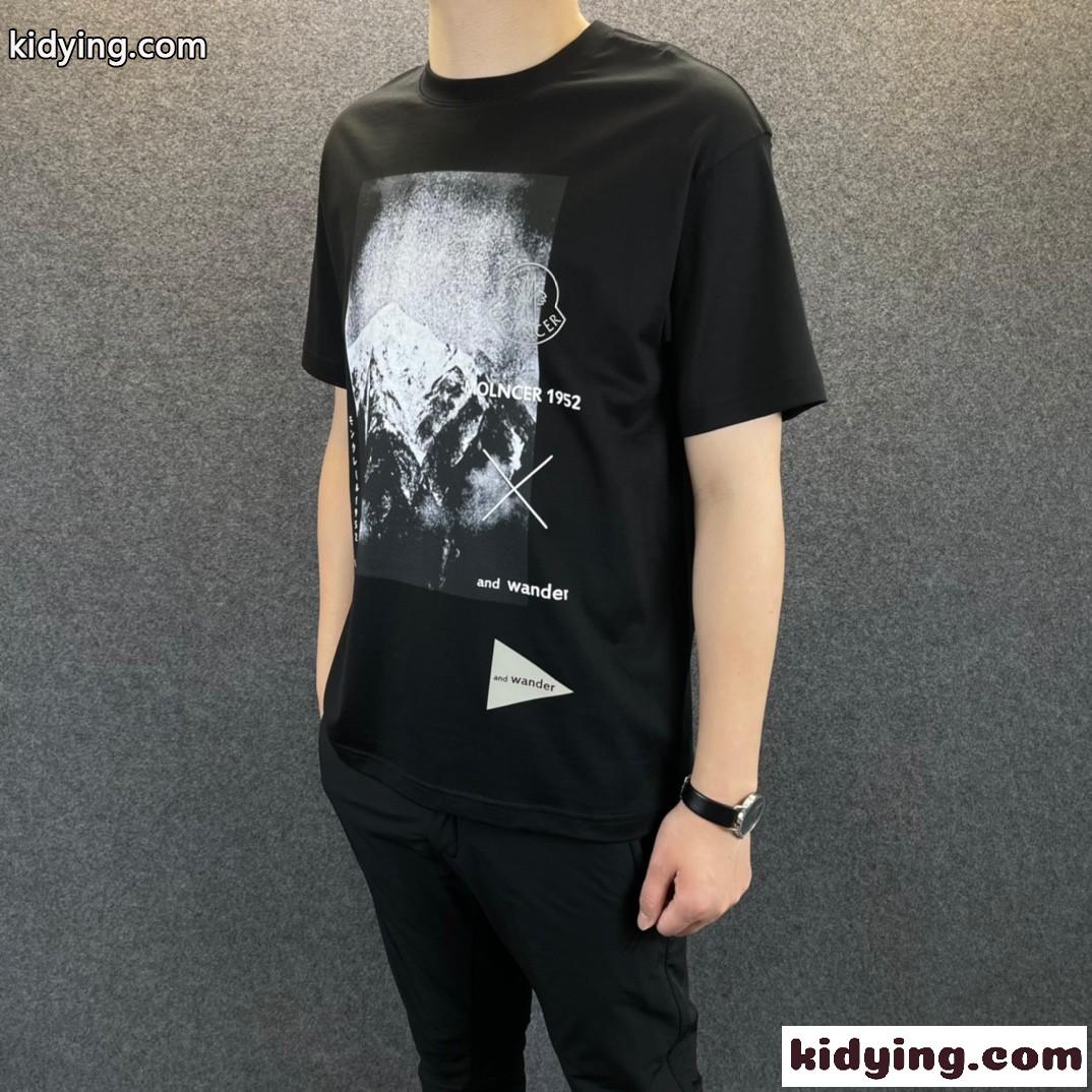カジュアル ゆったり プリント クルーネック モンクレール tシャツ コピー コットン かっこいい トップス-1