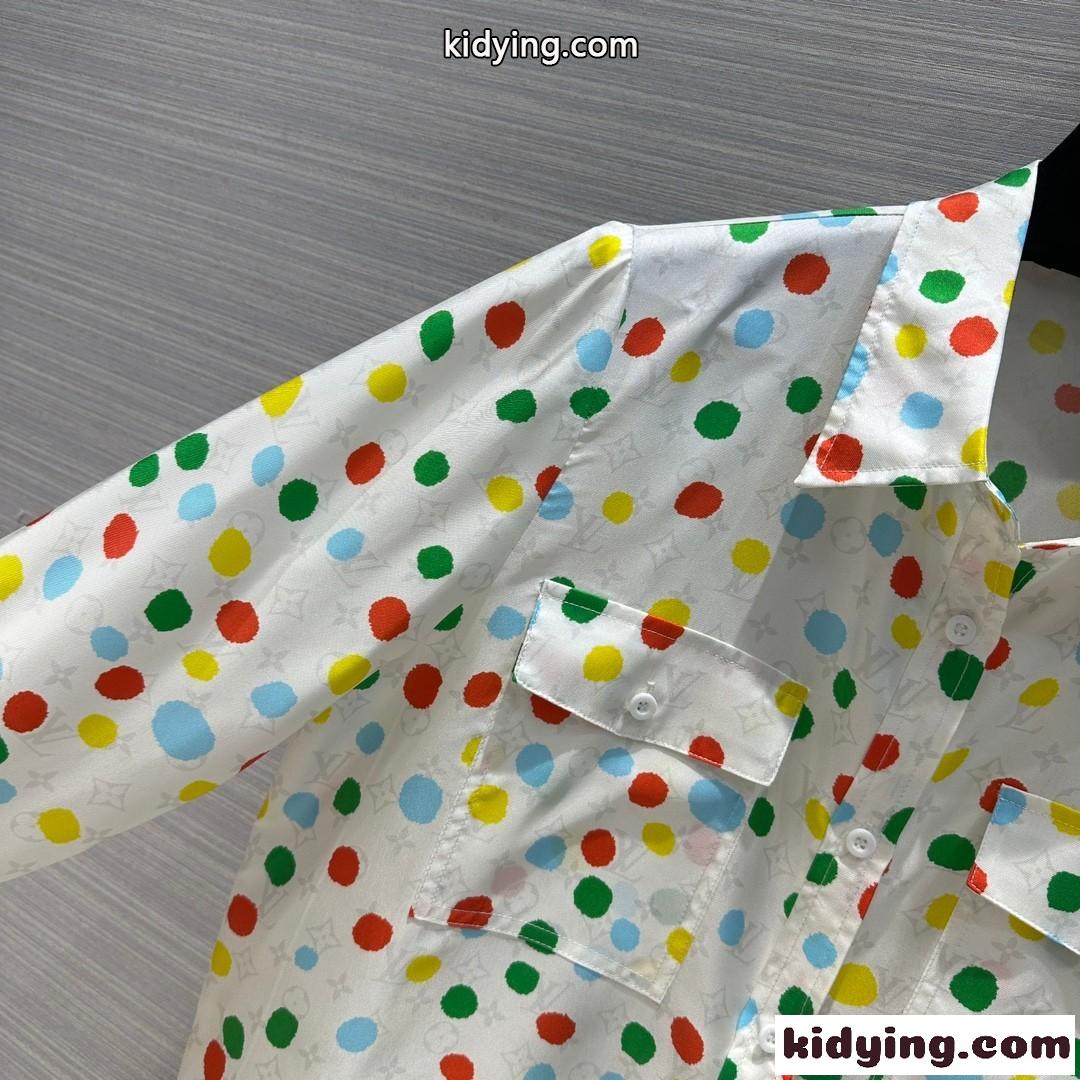 LV × YK ペインティッド ドット マスキュリンシャツ ルイヴィトン シャツ コピー 快適 カジュアル-2
