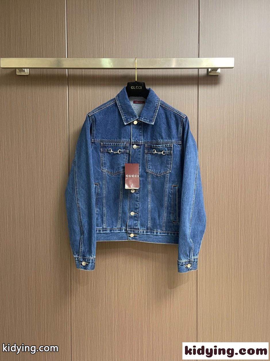 カジュアル ホースビット デニムジャケット グッチ ジャケット 偽物 ブルー-1