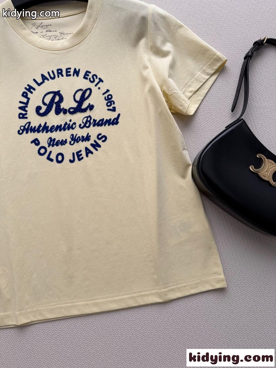 カジュアル ロゴ入り 半袖Tシャツ ラルフローレン Tシャツ 偽物 イエロー-4
