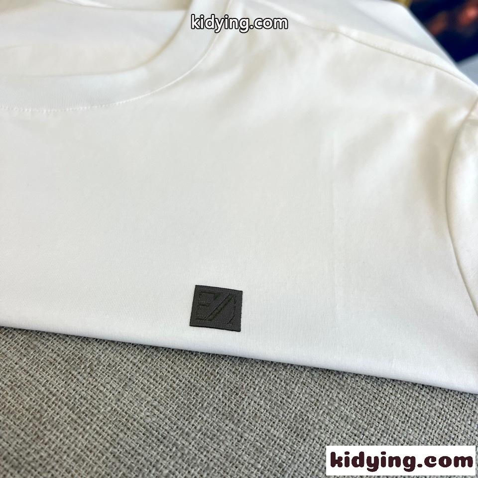 シンプル 合わせやすい クルーネック エルメネジルド・ゼニア 半袖Tシャツ コピー ホワイト-1