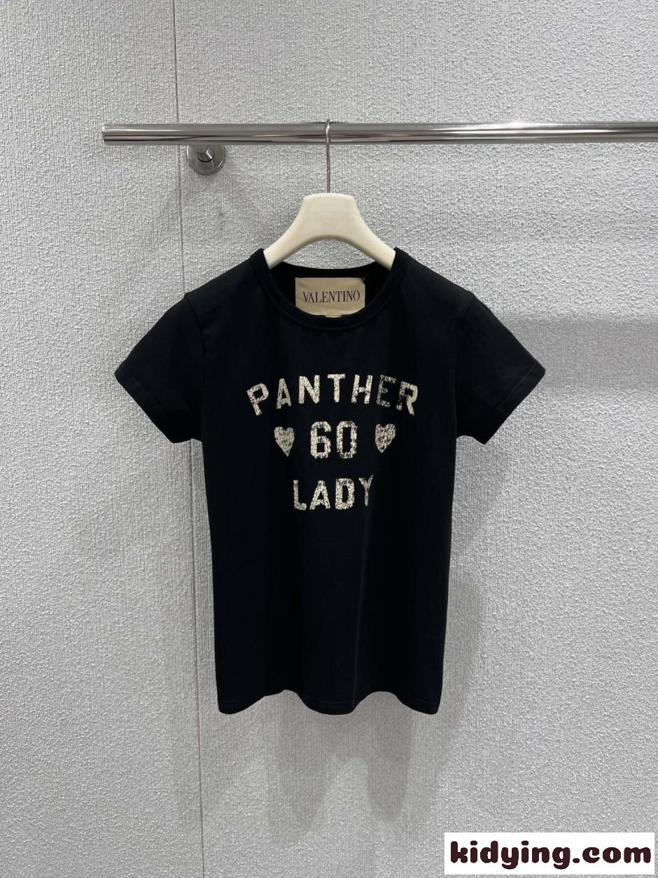 カジュアル プリント コットン 半袖Tシャツ ヴァレンティノ Tシャツ 偽物 ブラック-0