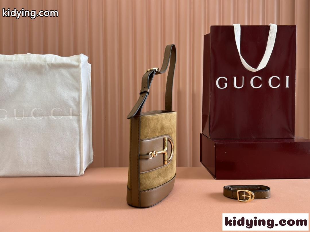 GUCCI 73 スモール バケットバッグ スエード グッチ バッグ スーパーコピー 833665 ブラウン-1