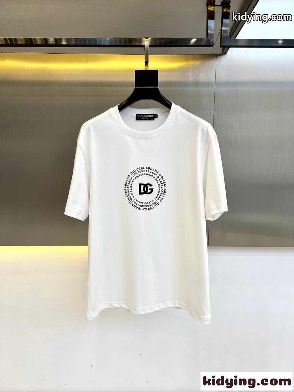 シンプル ロゴ クルーネック 半袖Tシャツ ドルチェ&ガッバーナ Tシャツ 偽物 ホワイト-0