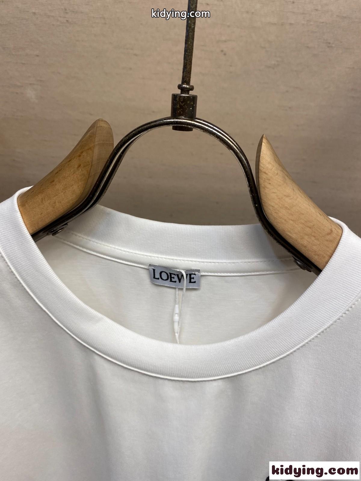 ロエベ Tシャツ コピー シンプル アナグラム コットンブレンドTシャツ 半袖トップス ホワイト-0