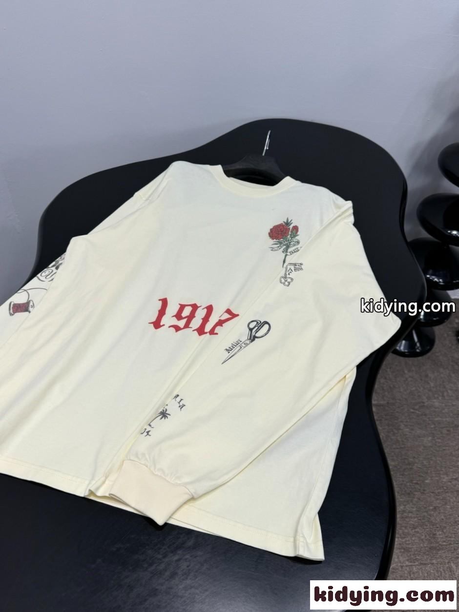 ユニセックス オーバーサイズ 長袖Tシャツ バレンシアガ Tシャツ 偽物 イエロー-0
