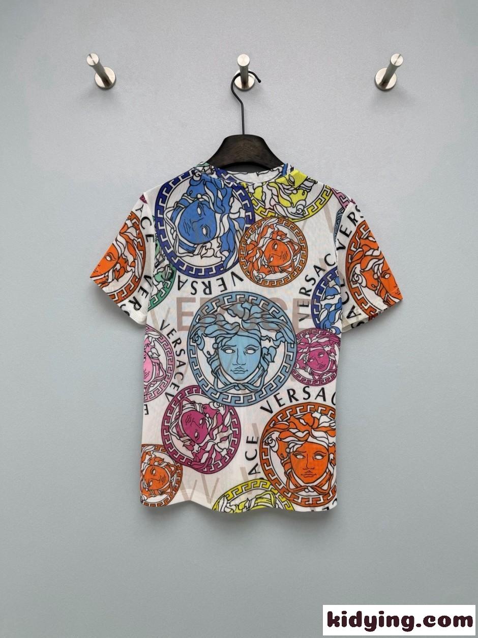 メデューサ マルチカラー メッシュ トップス ヴェルサーチ Tシャツ 偽物 ホワイト-4