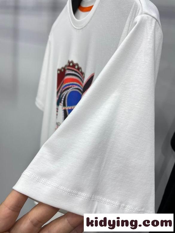 シンプル 上品 プリント エルメス 半袖tシャツ コピー お洒落 クルーネック トップス-2