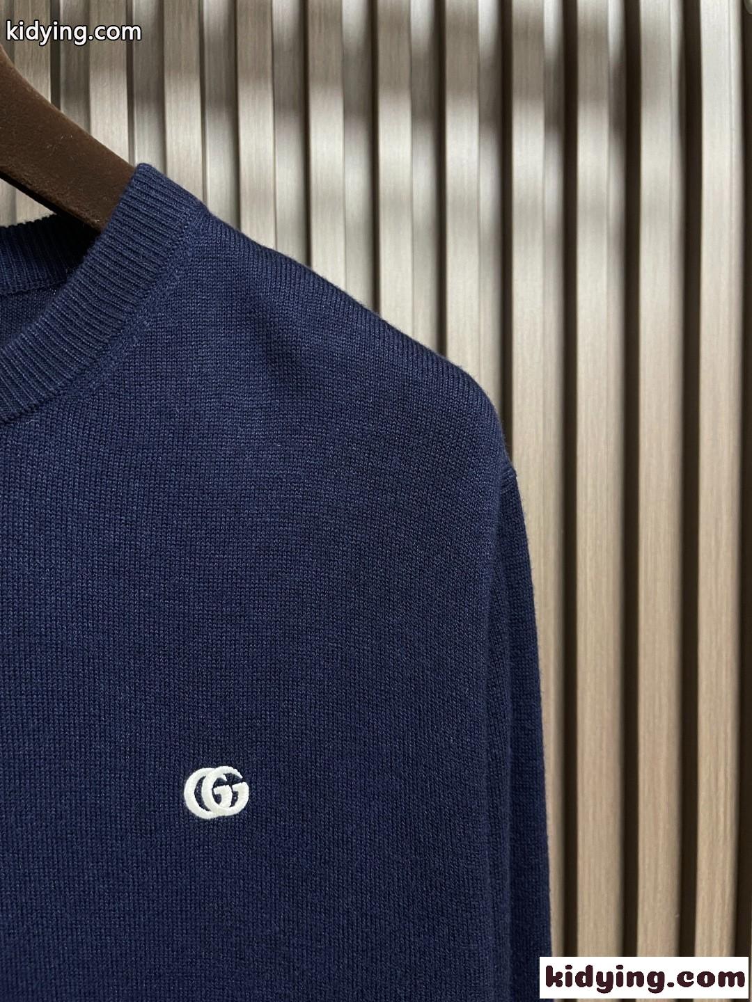 ウール＆カシミヤ ロゴ刺繍 ニットプルオーバー グッチ セーター 偽物 クルーネック-4