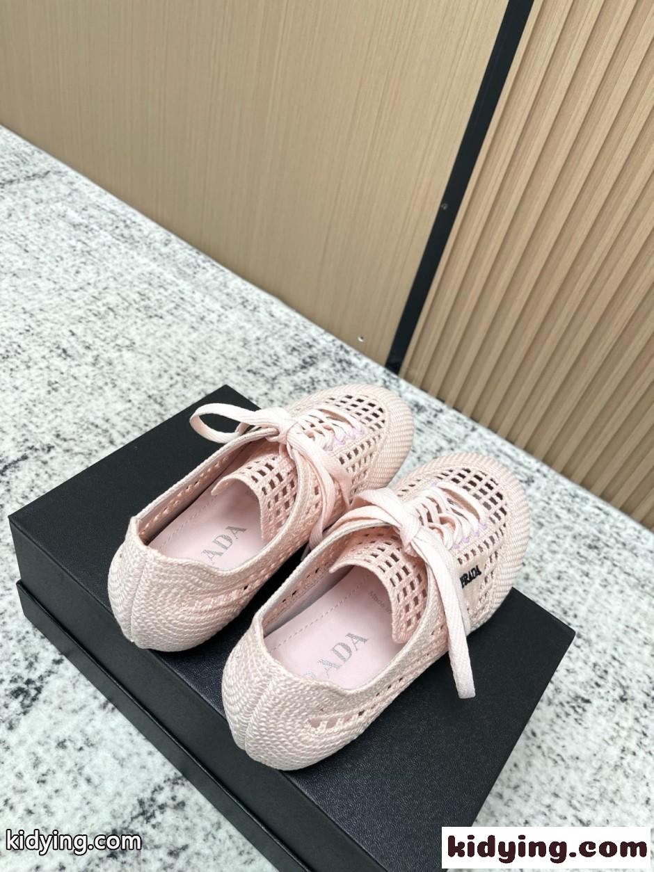 春夏 爽やか レースアップ シューズ プラダ スニーカー 偽物 ピンク-1