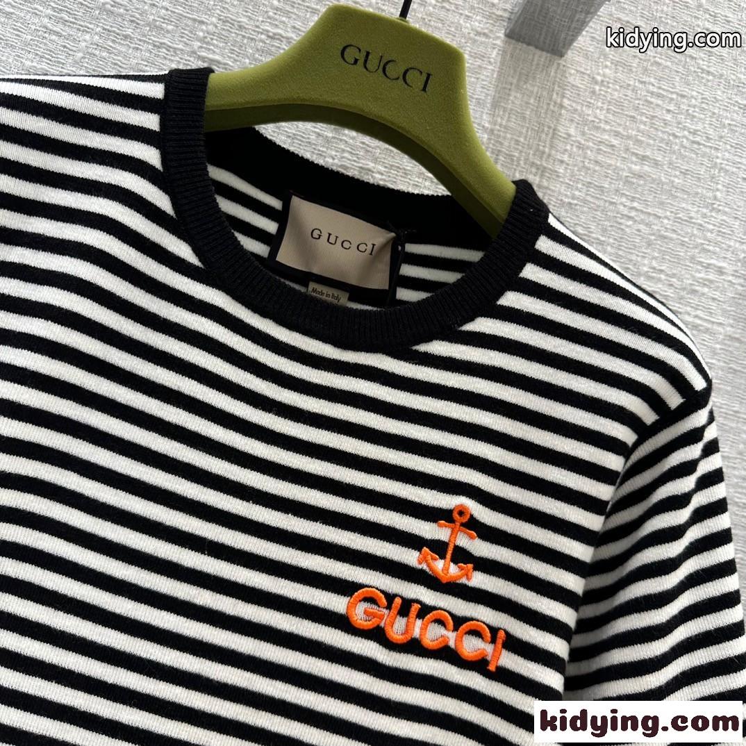 ストライプ コットンTシャツドレス グッチ ワンピース コピー レディース-4