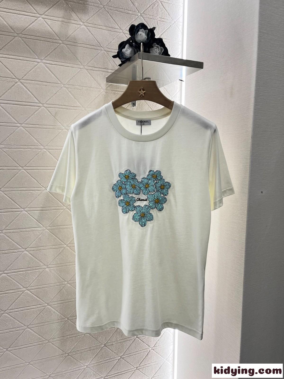 シンプル コットン 半袖Tシャツ シャネル Tシャツ スーパーコピー ホワイト-2