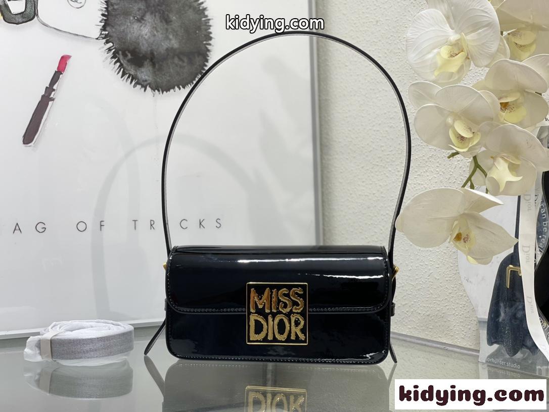パテントレザー Miss Dior フラップバッグ クリスチャン・ディオール バッグ コピー ブラック-0