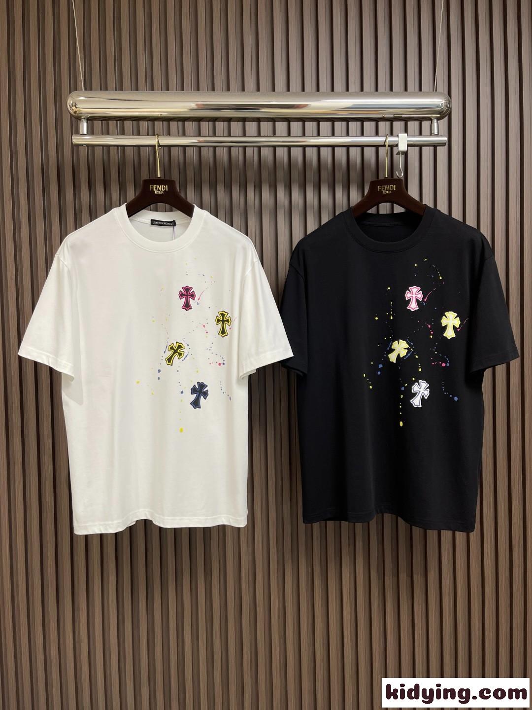 カジュアル クロムハーツ Tシャツ 偽物 プリント クルーネック 半袖Tシャツ コットン-0