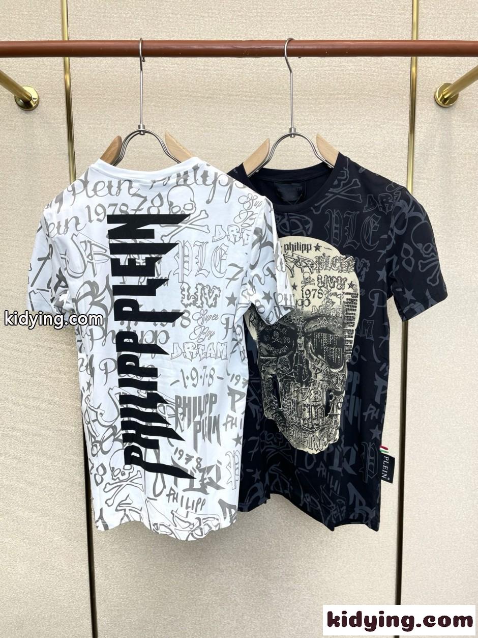 ストリート スカル 総柄 半袖Tシャツ フィリッププレイン Tシャツ 偽物-1