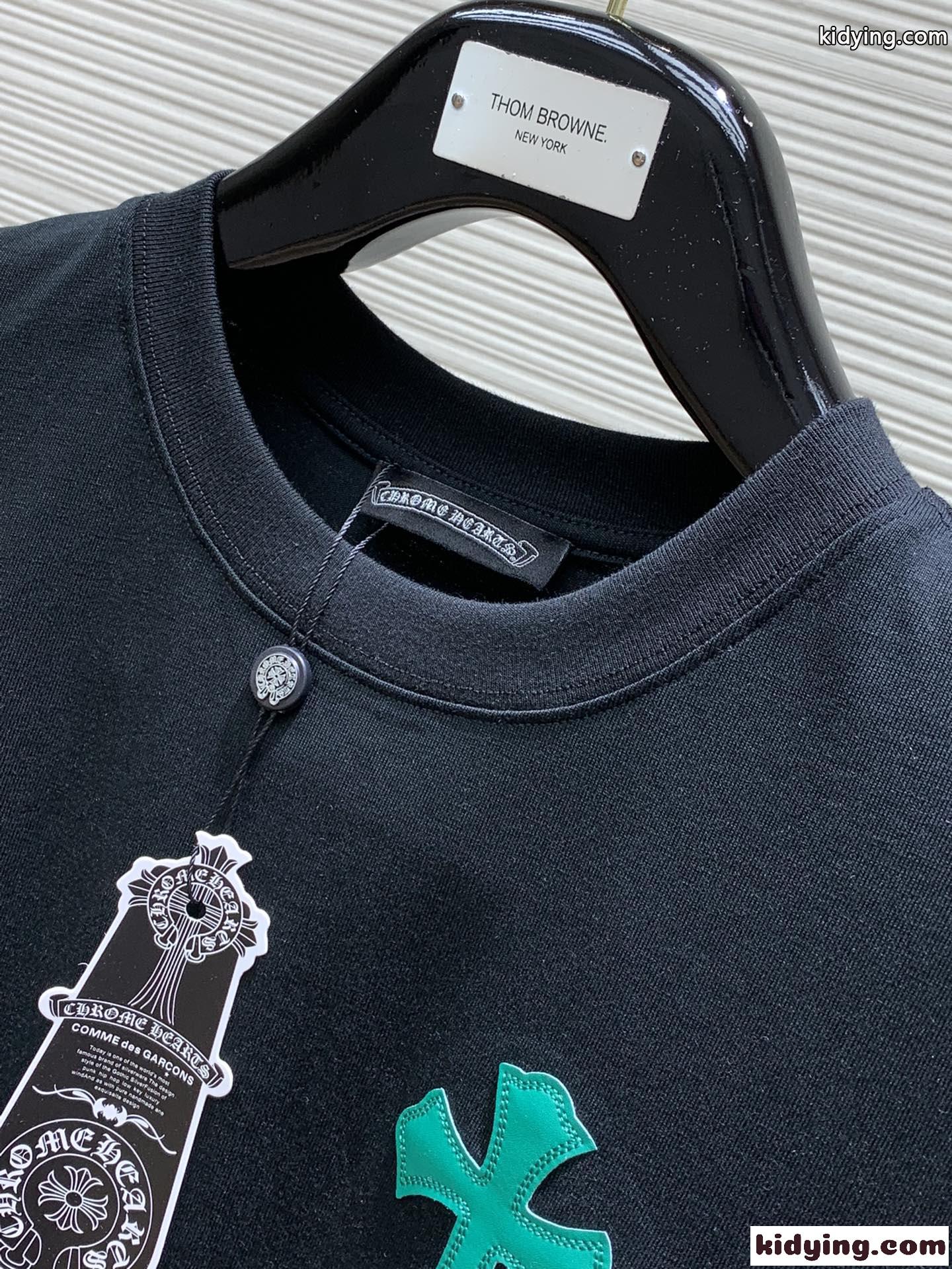 クロスパッチ クルーネック 半袖Tシャツ クロムハーツ Tシャツ コピー ブラック-1
