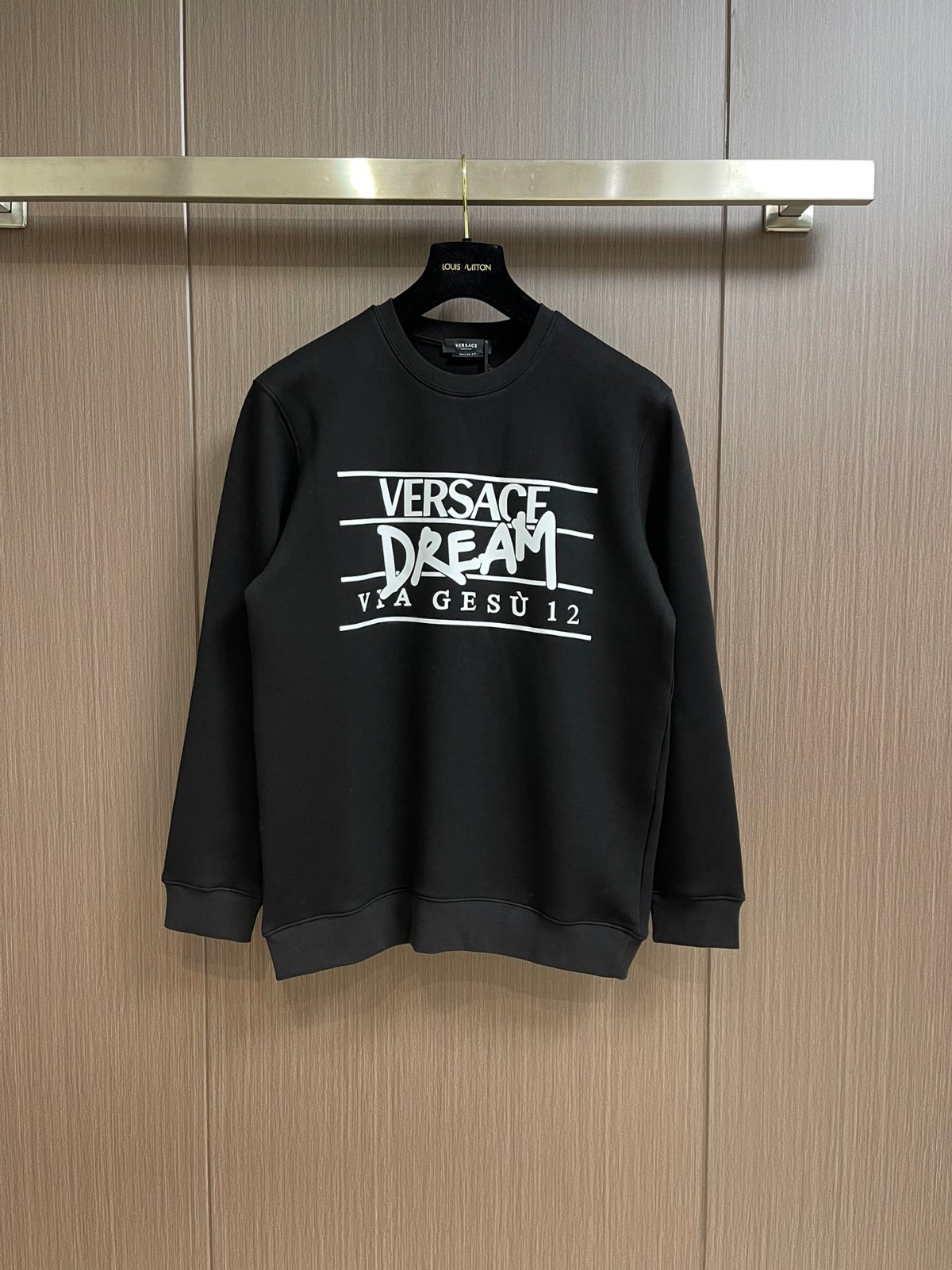 カジュアル ロゴ プリント スウェットシャツ ヴェルサーチェ Tシャツ コピー ブラック-1