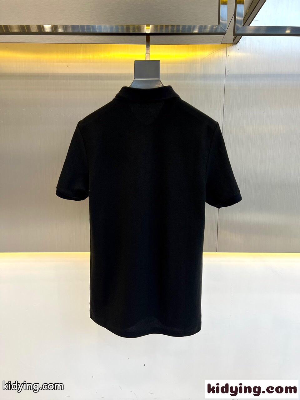 コットンピケ ポロシャツ ルイ・ヴィトン 半袖Tシャツ コピー ブラック-4