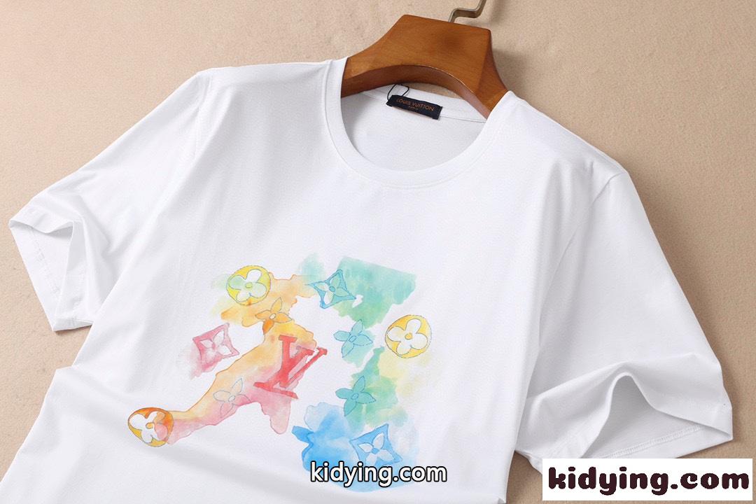 柔らかい 快適 ルイ・ヴィトン tシャツ コピー クルーネック 半袖 おしゃれ カジュアル プリント トップス-4