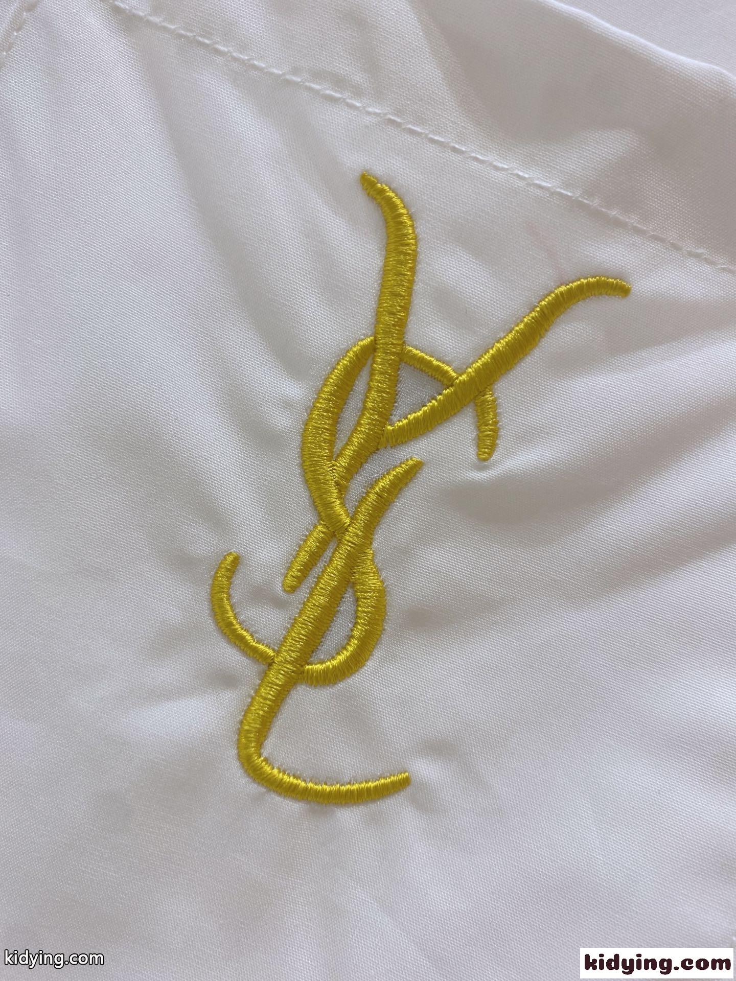 シンプル 上品 ロゴ 刺繍 レディース 半袖 イヴ・サンローラン シャツ コピー カジュアル 通勤 通学 ホワイト-4